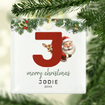 Kids Monogram Christmas Tree Ornament Aus Metall<br><div class="desc">Geben Sie Ihrem Weihnachtsbaum eine persönliche Touch in dieser Weihnachtszeit mit einem Monogramm Ornament! Mit Santa und einem Rentier, der hinter dem Buchstaben J guckt, kann dieser Ornament mit einem Sonderfoto, Namen und Jahr personalisiert werden, und einem beiliegenden Template Gruß. Machen Sie diesen festlichen Sake zu einem Teil Ihrer traditionellen...</div>