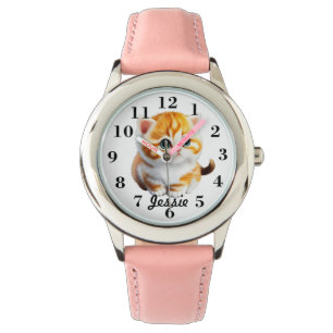Kids Monogramed Kitten Armbanduhr