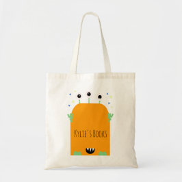 Kids Monster Orange Cartoon Library Book Toag Tragetasche