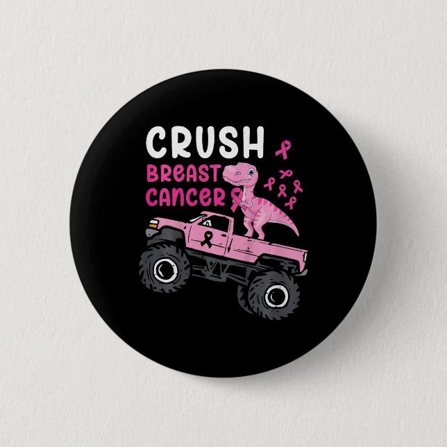Kids Monster Truck Dinosaurier Breastkrebs Aw brec Button (Vorderseite)