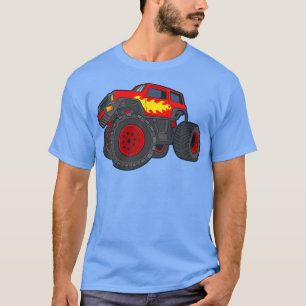 Kids Monster Truck Riesenfahrzeug Show Car Flammen T-Shirt