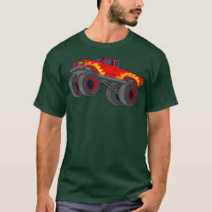 Kids Monster Truck Riesenfahrzeug Show Car Flammen T-Shirt