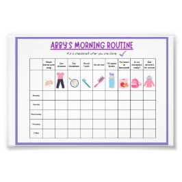 Kids Morning Routine Checklist with Cute Icons Fotodruck