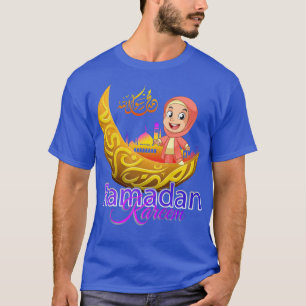 Kids Mulim Hijabi Girl Fasting Ramadan Mubarak Kar T-Shirt