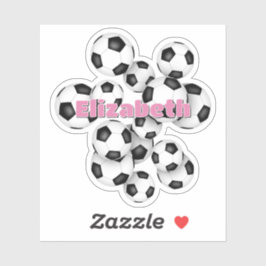 kids name black white soccer balls aufkleber