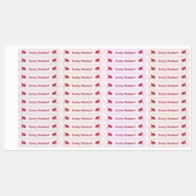 Kids' Name Clothing School Labels with Hearts Etiketten (Blatt)
