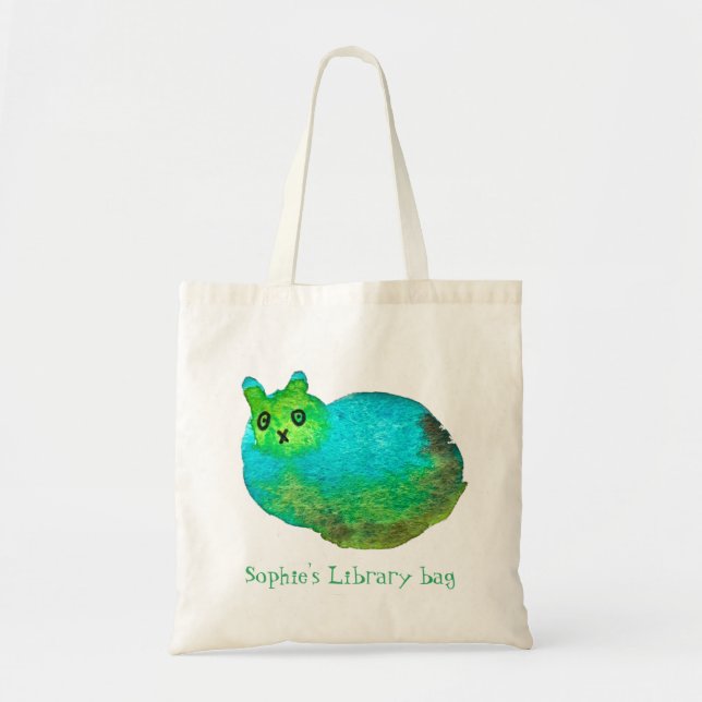 Kid's Name niedliche Fett-Katzenbüchertasche Tragetasche (Vorne)