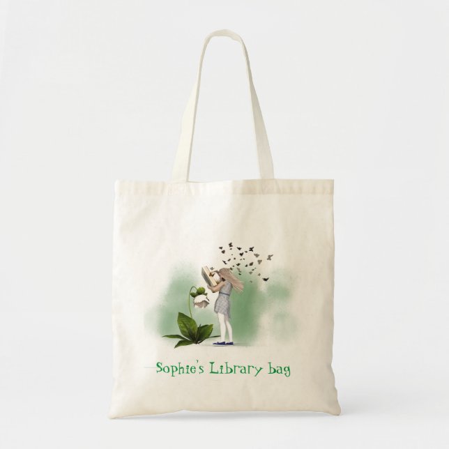 Kid's Name niedliche whimsical Büchersammlung Tasc Tragetasche (Vorne)