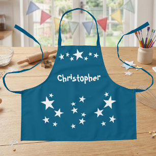 Kid's Namen Sterne weiß blau Schürze