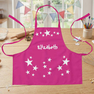 Kid's Namen Sterne weiß pink Schürze