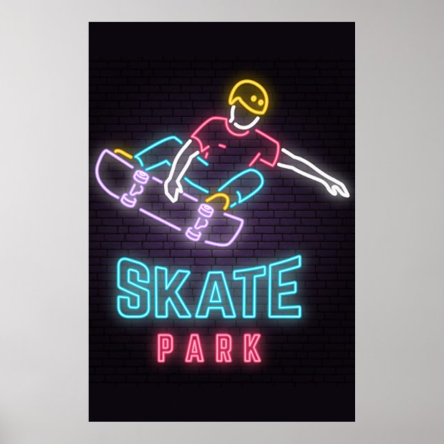 Kids Neon Skateboarder Poster (Vorne)
