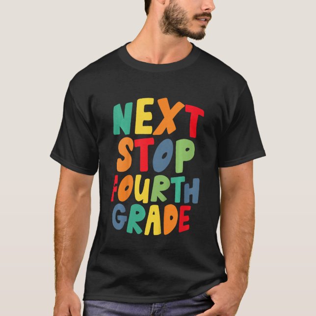 Kids Next Stop Fourth 4th Grade Cool Rainbow Back  T-Shirt (Vorderseite)