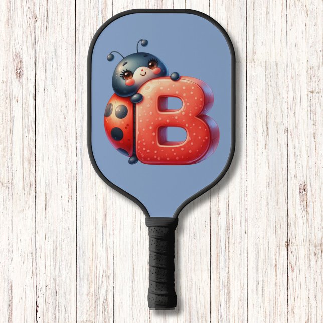 Kids Niedlich Ladybug Monogram Letter Blue Pickleball Schläger (Von Creator hochgeladen)