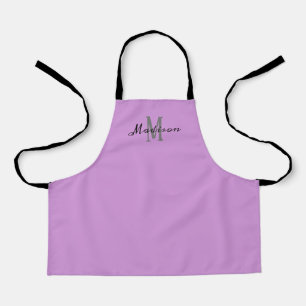 Kids Niedlich Lila Script Monogram Personalisiert Schürze