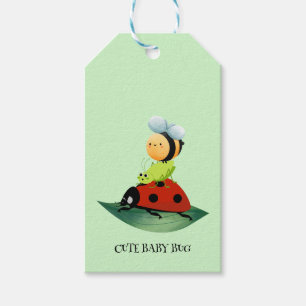 Kids Niedlich Red Ladybug Bee Insekt auf grünem Bl Geschenkanhänger