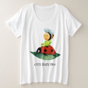 Kids Niedlich Red Ladybug Bee Insekt auf grünem Bl Große Größe T-Shirt