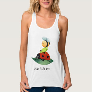 Kids Niedlich Red Ladybug Bee Insekt auf grünem Bl Tank Top