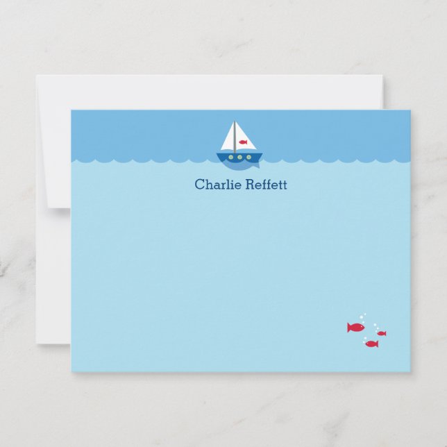 Kids Niedlich Sailboat Mitteilungskarte (Vorderseite)