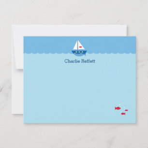 Kids Niedlich Sailboat Mitteilungskarte