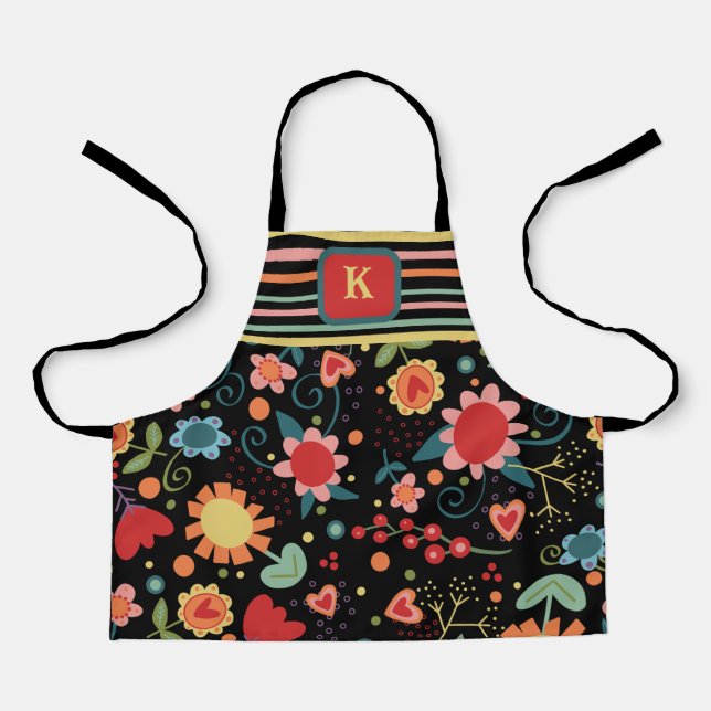 Kid's Niedliche, blumenfarbene Erstkochen Schürze (Vorderseite)
