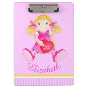 Kids niedliche Puppenkollektion pink genannt Zwisc Klemmbrett