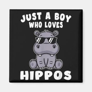 Kids Nilpferd Hippopotamus Ein Junge, der Nilpferd Magnet