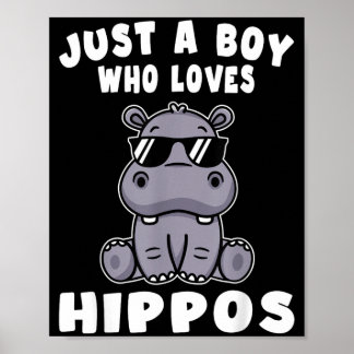 Kids Nilpferd Hippopotamus Ein Junge, der Nilpferd Poster