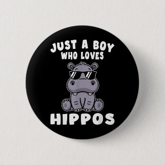 Kids Nilpferd Hippopotamus Ein Junge Der Nilpferde Button