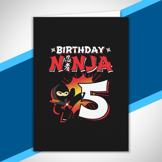 Kids Ninja Birthday Party Gift - 5 Jahre Old Karte (Von Creator hochgeladen)