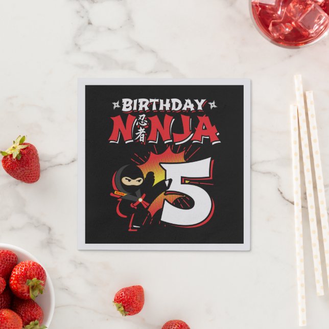Kids Ninja Birthday Party Gift - 5 Jahre Old Serviette (Beispiel)