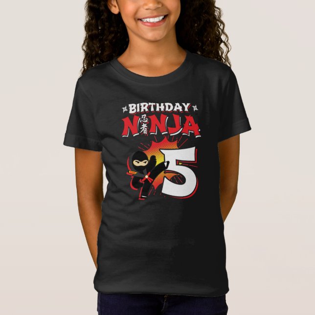 Kids Ninja Birthday Party Gift - 5 Jahre Old T-Shirt (Vorderseite)