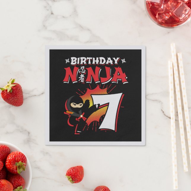 Kids Ninja Birthday Party Gift - 7 Jahre Old Serviette (Beispiel)