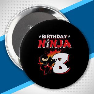 Kids Ninja Birthday Party Gift - 8 Jahre Old Button