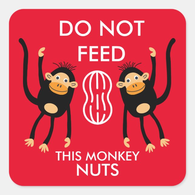 Kids Nut Allergy Warning Quadratischer Aufkleber (Vorderseite)