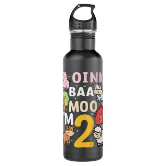Kids Oink Baa Moo Im 2 Farm Animes 2. Geburtstag F Edelstahlflasche