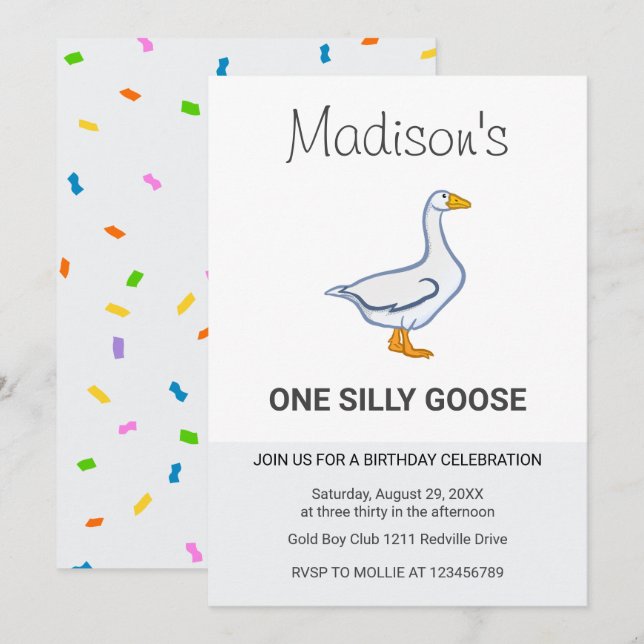 Kids One Silly Goose First Birthday Einladung (Vorne/Hinten)