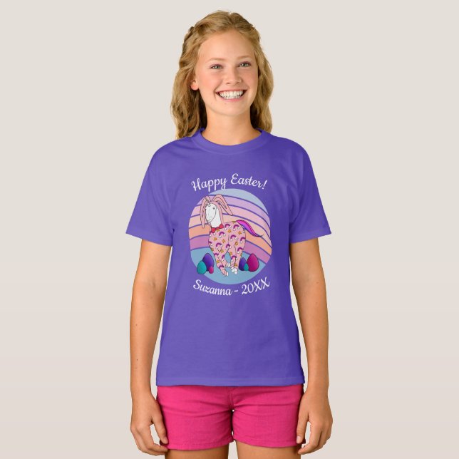 Kids Oster Sonniges Einhorn im Bunny Anzug Bunnico T-Shirt (Vorne ganz)