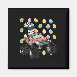 Kids Ostersonne auf Monster Truck Egg Rabbit Tod Magnet
