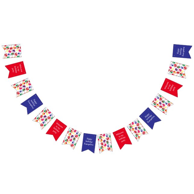 Kids Painted Handprints Art Party Birthday Bunting Wimpelkette (Alle)