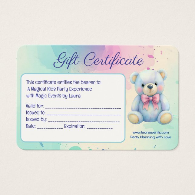 Kids Party Planner Pastor Teddy Bear QR-Logo (Vorderseite)