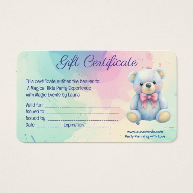 Kids Party Planner Pastor Teddy Bear QR-Logo (Vorderseite)