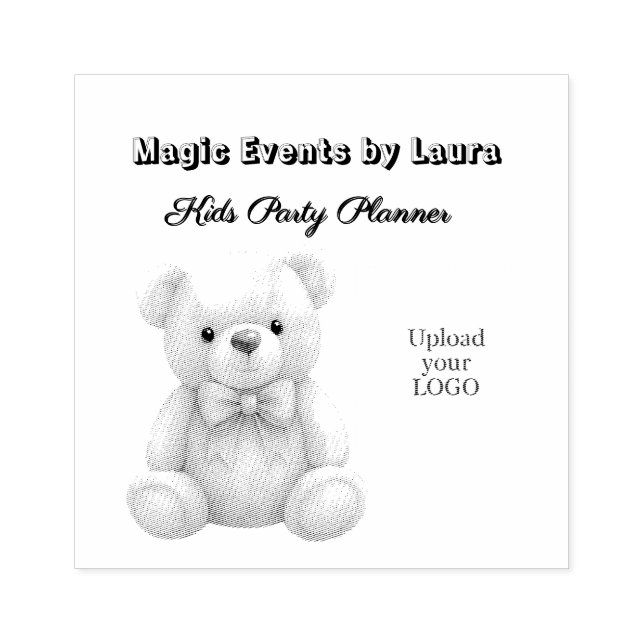 Kids Party Planner Pastor Teddy Bear QR-Logo Gummistempel (Prägung)