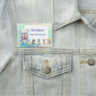 Kids Party Planner Pastor Teddy Bear QR-Logo Namensschild