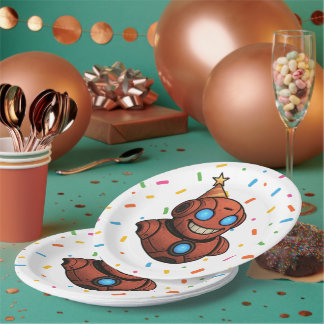 Kids Party Plate - Niedlicher Red Robot mit Party  Pappteller