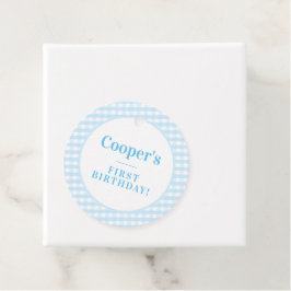 KIDS PARTY Vintag Gingham Musterjunge Blue Napkin Geschenkanhänger