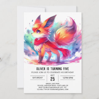Kids Pastel Fox Geburtstag Einladung