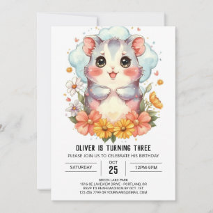 Kids Pastel Hamster Geburtstag Einladung