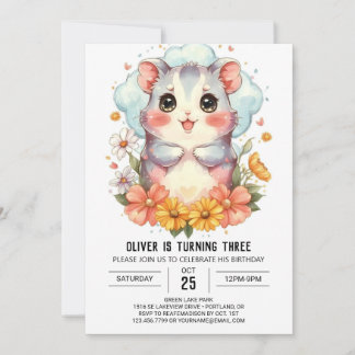 Kids Pastel Hamster Geburtstag Einladung