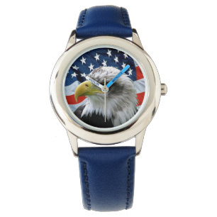 Kids Patriotic Bald Eagle American Flag Watch Armbanduhr