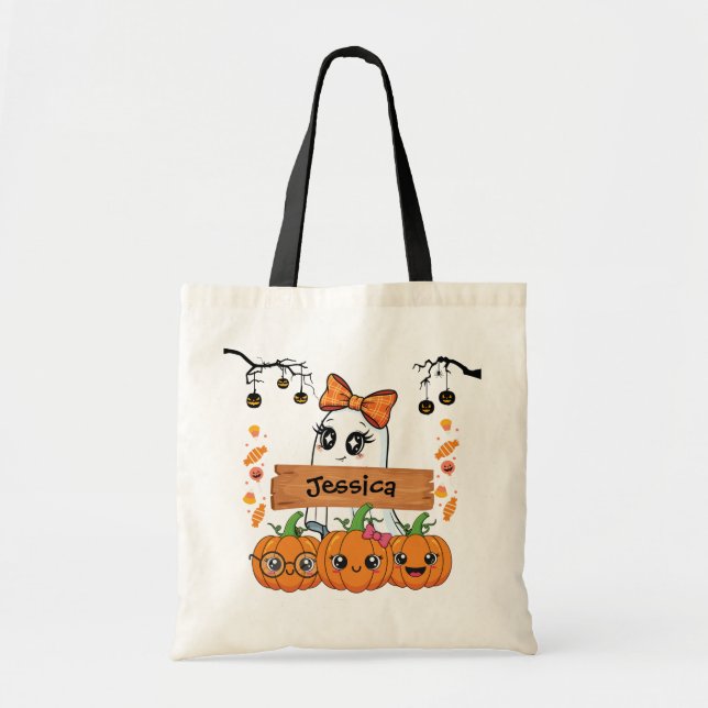 Kids Personalised Halloween Trick or Treat  Tragetasche (Vorne)